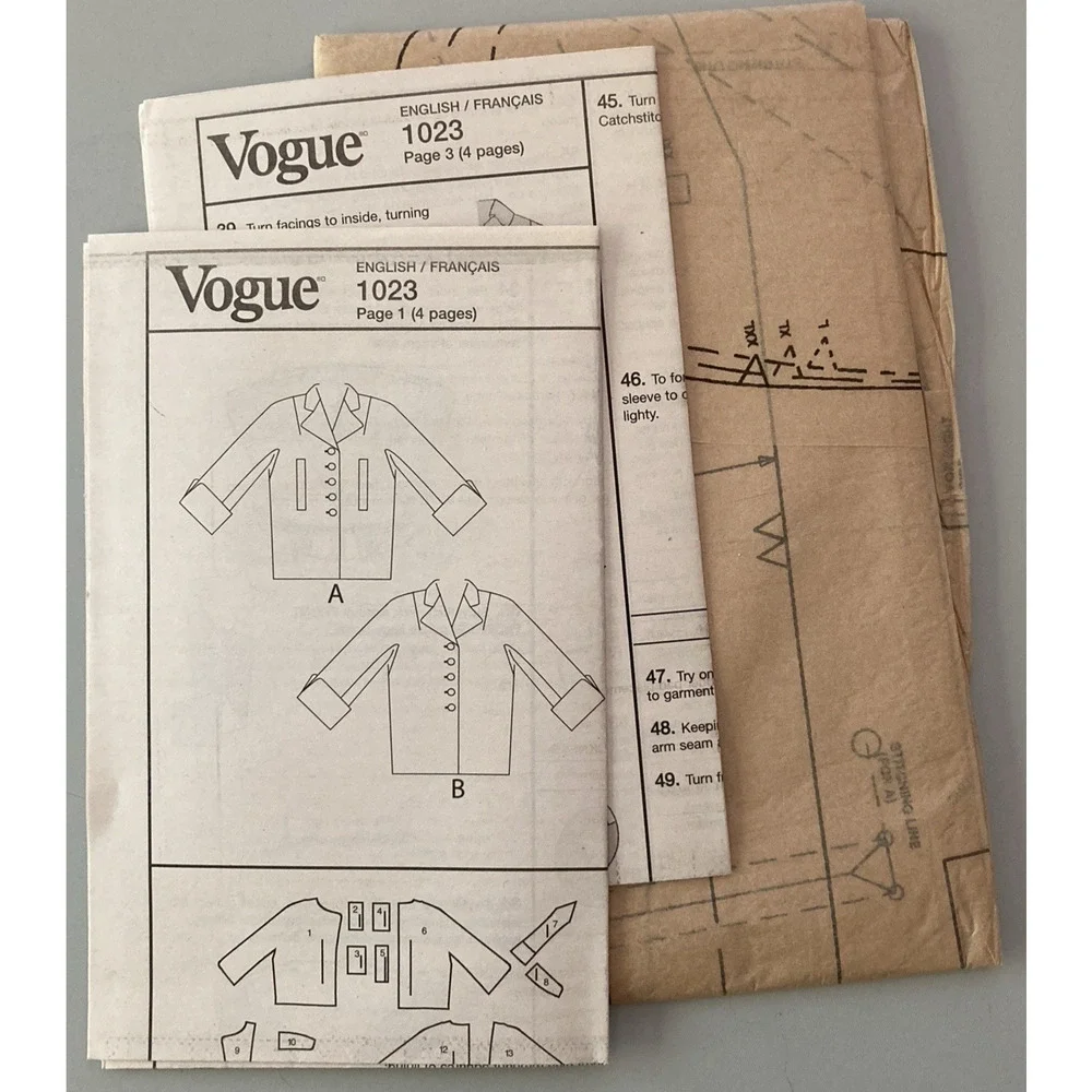 Vintage Vogue V1023 Classic 1950s Box Coat Jacket Misses Pattern Sz L-XXL Uncut
